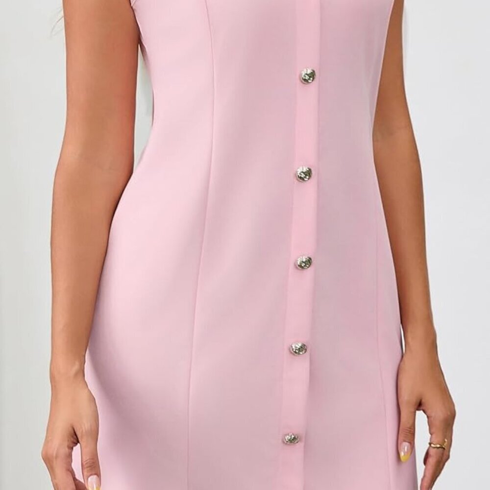 Sleeveless Bodycon Dress Women Polyester Spandex Business Casual Elegant - Picture 5 of 7